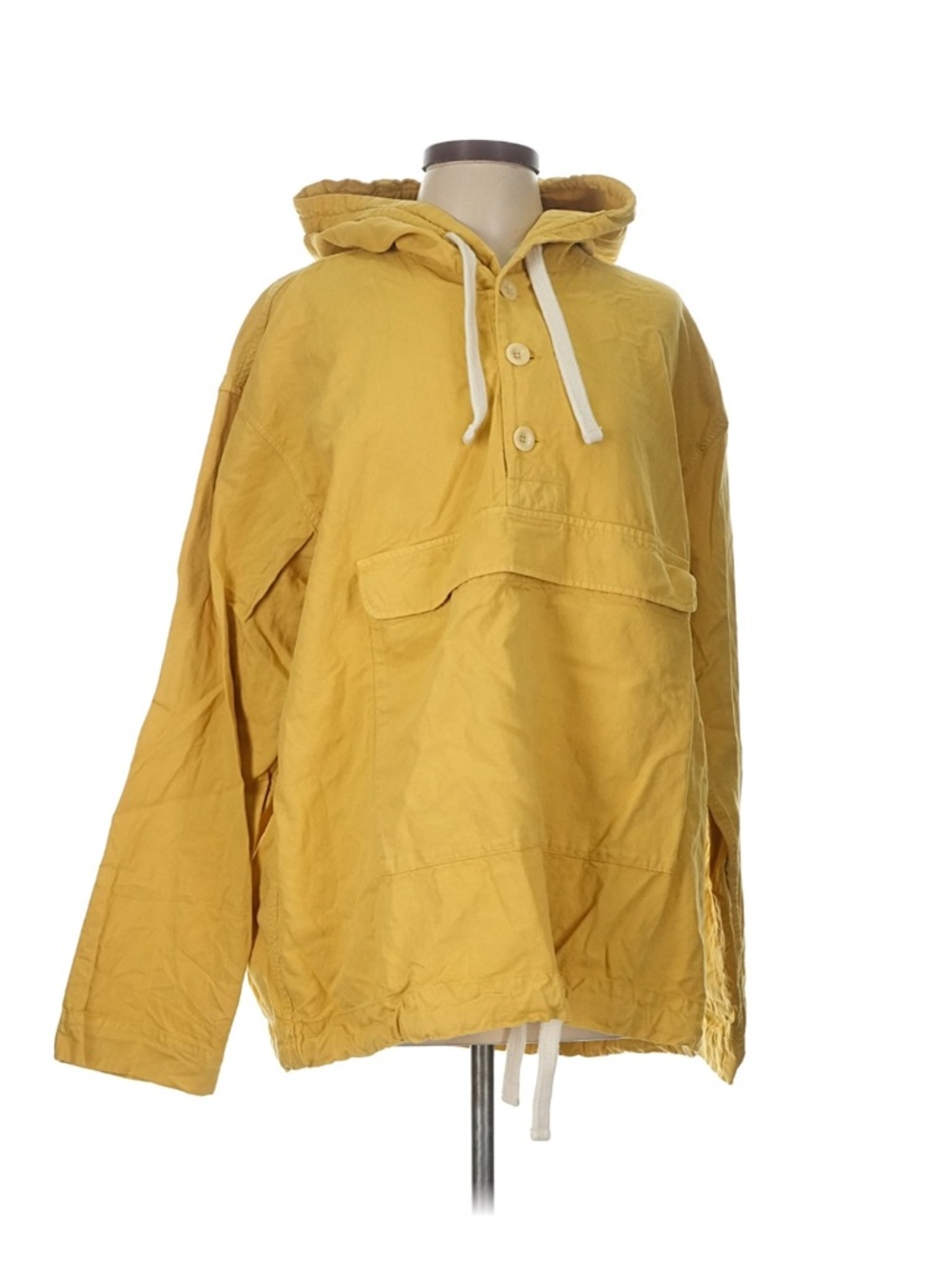 Women's Hooded Pullover Anorak Jacket - Yellow